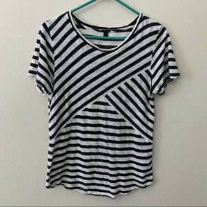 JCrew 100% Linen Cross Stripe T-shirt C5073 Womens Size Small